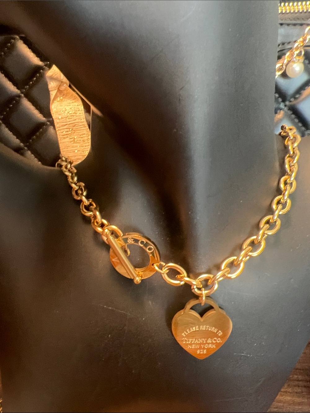 Gold Heart Tag Toggle Chain Necklace